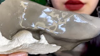 МОКРЫЙ ПЕСОЧНЫЙ МЕЛ В ПАСТЕ🩶 Старый оскол и Дачный  Wet chalk with cream  ASMR [upl. by Nylek]