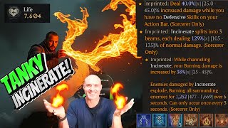 Best INCINERATE SORCERER Build TANKY As F Diablo 4 Season 6 [upl. by Ardnasela]