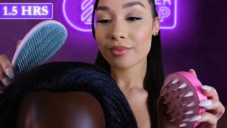 ASMR Relaxing Hair Play  15 HRS Scalp massage Hair brushing Oiling Scalp Scratching For Sleep [upl. by Merri]