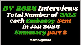 2NLs Each Embassy Sent out in Jan 2024 for DV Lottery 2024 DV Interviews Part 2 [upl. by Bette-Ann490]