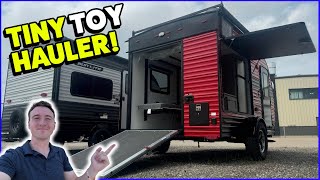 SUV Towable Tiny Toy Hauler is CRAZY Unique NEW 2025 Sunset Park 139T Travel Trailer RV Review [upl. by Charlena601]