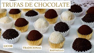 TRUFAS DE CHOCOLATE  3 TIPOS tradicionales coco y licor  ladulcepedia [upl. by Eliott]