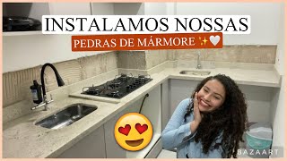 FINALMENTE INSTALAMOS AS PEDRAS DE MÁRMORE NA COZINHA E LAVANDERIA DO APE 🙌🏻  por Rafaela Maria [upl. by Groome]