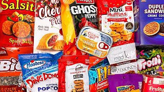 SNACK PARTY Dollar Tree Snacks Salsitas Muffins Potato Chips Popcorn Nuts Cookies Cherry Pies [upl. by Analihp]