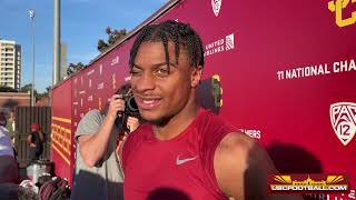 USC WR Brenden Rice on big matchup with Washington this Saturday [upl. by Edahs760]