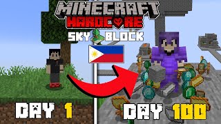 I Tried Surviving 100 Days in HARDCORE Minecraft SKYBLOCKHeres What Happened TAGALOG [upl. by Devina]