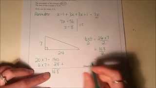 November 2012 P1 1MAO Q16 Perimeter and area using algebra [upl. by Adlen358]