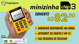 Minizinha Chip 3 da PagSeguro Tem internet grátis 2G WiFi e faz até recarga de celular [upl. by Suoivart]