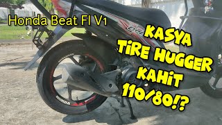 Honda Beat FI V1 Maximum Tire Size 11080 with Tire Hugger [upl. by Ahseya]