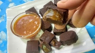 Caramel Filled Chocolates recipe  soft center filled chocolates in hindi homemade chocolate recipe [upl. by Adlev]