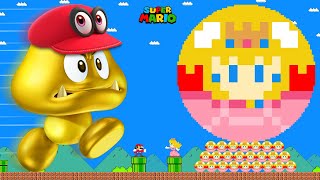 Mario Battle Marios Mega Goomba Gold vs Marble Race Peach Calamity [upl. by Derraj]