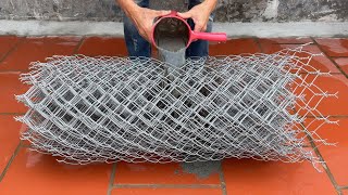 Detailed techniques for making plant pots from iron nets and cement DIY pots at home [upl. by Eisdnil]