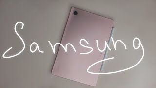 Unboxing 💫 Samsung Galaxy Tab A8 pink  Accessories 💕🌙 aesthetic [upl. by Eenaej]