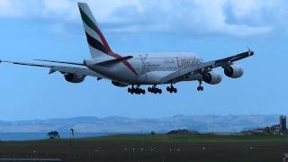 Emirates  Airbus A380  landing at Auckland Airport [upl. by Aurlie]