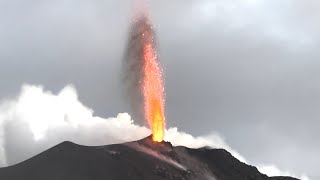 Massive Lava Fountain Stromboli Volcano Stromboli Aeolian Islands Italy [upl. by Sylvie]