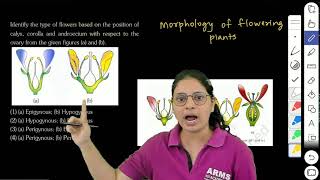 NEET 2024  Identify the type of flowers based on the position of calyx corolla and androecium with [upl. by Ratcliff939]