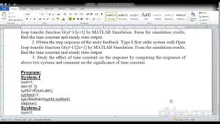 MATLB Simulation  Step response of Type 0 First order system [upl. by Aimehs920]