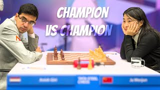 Incredible Fight Between Two Champions  Ju Wenjun vs Anish Giri  Tata Steel 2024 [upl. by Anha302]