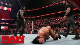 Roman Reigns and Seth Rollins save Dean Ambrose from 4on1 beatdown Raw Feb 25 2019 [upl. by Bedad602]