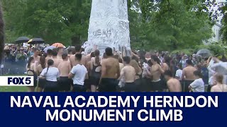 Plebes Climb Herndon Monument at Naval Academy in Annapolis [upl. by Okramed]