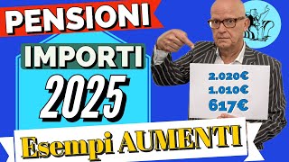 PENSIONI 2025❗️I NUOVI IMPORTI 2025 👉 CALCOLI CIFRE ESATTE degli AUMENTI  RIVALUTAZIONE 📈 [upl. by Llehsar]