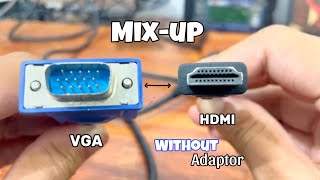 Mixup VGA cable with HDMi  VGA connects to HDMI without adaptor [upl. by Rolat708]