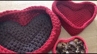 Tuto panier coeur au crochet spécial gaucher [upl. by Aneerak]