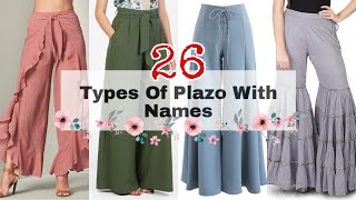 26 Types Of Palazzo With Names  Different Types Of Plazo With Names  Latest Plazo Pant Design 2021 [upl. by Bodkin]