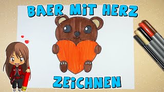 Bär mit Herz einfach malen für Kinder  ab 7 Jahren  Malen mit Evi  deutsch [upl. by Hoopes]