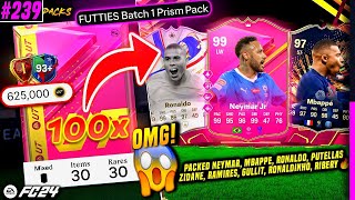 OMG PACKED NEYMAR MBAPPE RONALDO  OPENING 100x FUTTIES BATCH 1 PRISM STORE PACKS  EAFC 24 239🔥 [upl. by Nortal]