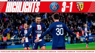 HIGHLIGHTS  PSG 31 LENS  KYLIAN MBAPPE VITINHA amp LEO MESSI ⚽️ [upl. by Wendolyn]