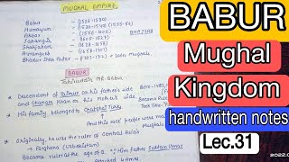 Babur  Mughal Kingdom  Medieval India  handwritten notes  Lec 31  An Aspirant [upl. by Rehpotsirk]