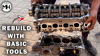 Honda Civic ENGINE Assembly in Budget  How to Rebuild Engine with Basic Tools [upl. by Nedla]