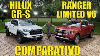 Comparativo Toyota Hilux GRS x Ford Ranger Limited V6  Qual picape média é melhor [upl. by Isadora]