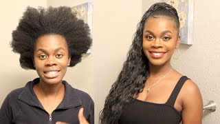 SLEEK HIGH PONYTAIL TUTORIAL  NATURAL HAIR 4C Eco styler gel [upl. by Mal]