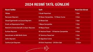 2024 YILI RESMİ TATİL VE DİNİ GÜNLER [upl. by Ettezyl619]