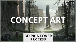 Concept Art Process  3D Paintover  Swamp [upl. by Aicilyhp]