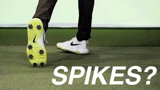 Can Shoes Change Your Swing  Spikes VS Spikeless  Barefoot Golf [upl. by Cyprus]