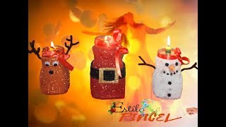 FAROLES NAVIDEÑOS EN FRASCOS DE VIDRIO estilo y pincel [upl. by Dalenna275]