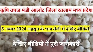 Lahsun Ka Bhav Alote Mandi Se 5112024  Lahsun me Sudhar  Alote Mandi bhav [upl. by Rdnaskela800]