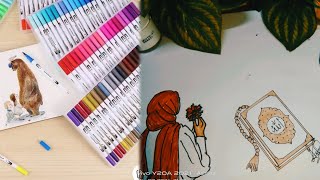 MARKER PEN UNBOXING amp REVIEW ❤️dual tip watercolor painting brush marker review markerpen review [upl. by Nosnhoj554]