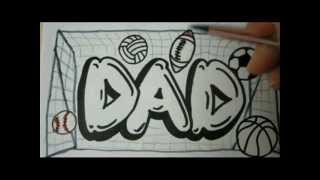 Draw DAD Graffiti Letters How To Draw Graffiti letters [upl. by Odlonra]