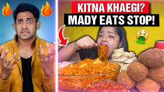 MADDY EATS amp MUKBANG ROAST KITNA KHAOGI DIDI 🤮MaddyEats [upl. by Adnuhsor454]