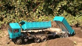 RC HEAVY CONSTRUCTION SITE MUST SEE BIG RC SCALE MODELS RC TIPPER AND TRAILER [upl. by Faxon]