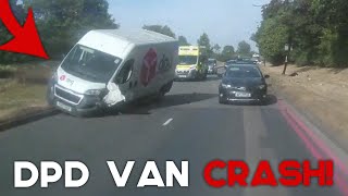 UNBELIEVABLE UK DPD DRIVERS DASH CAMERAS  DPD Van Stuck in Water DPD Driver Head On Fail 3 [upl. by Vikky]