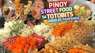 PINOY Street Food GIANT CALAMARES Fried Chicken HEAD SpicyDinamite CheeseStik  TOTOBITS Pampanga [upl. by Enylrac543]