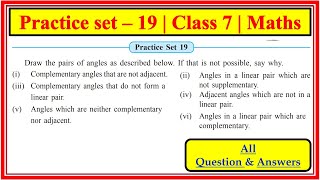 Practice Set 19 class 7th Maths  Angles and Pairs of Angles std 7 Maharashtra state board class7 [upl. by Calle]