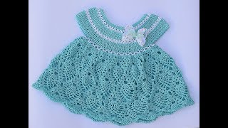 How to make a girl dress to crochet stitch pineapples [upl. by Anin144]