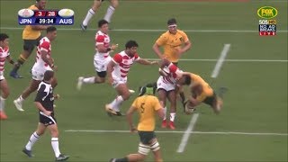 Referee Nick Briant ignores obvious high tackle in build up to Australia try [upl. by Ayar]