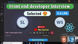 Fresher  Front end developer interview 2024  web developer interview  Reactjs developer interview [upl. by Aliuqa]